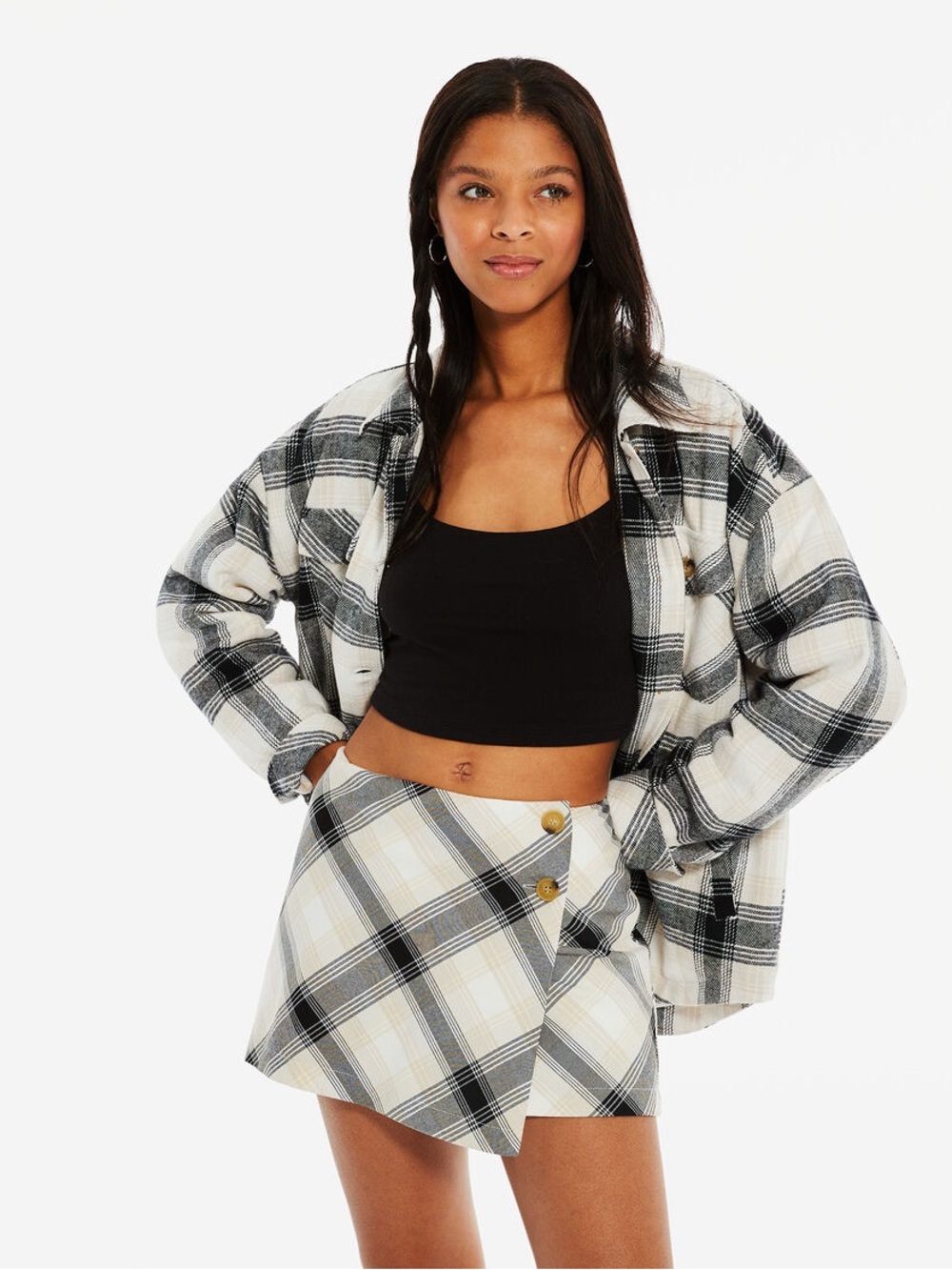 Aeropostale Plaid Flannel Shacket Jacket Size XL Oversized Button Front Pockets